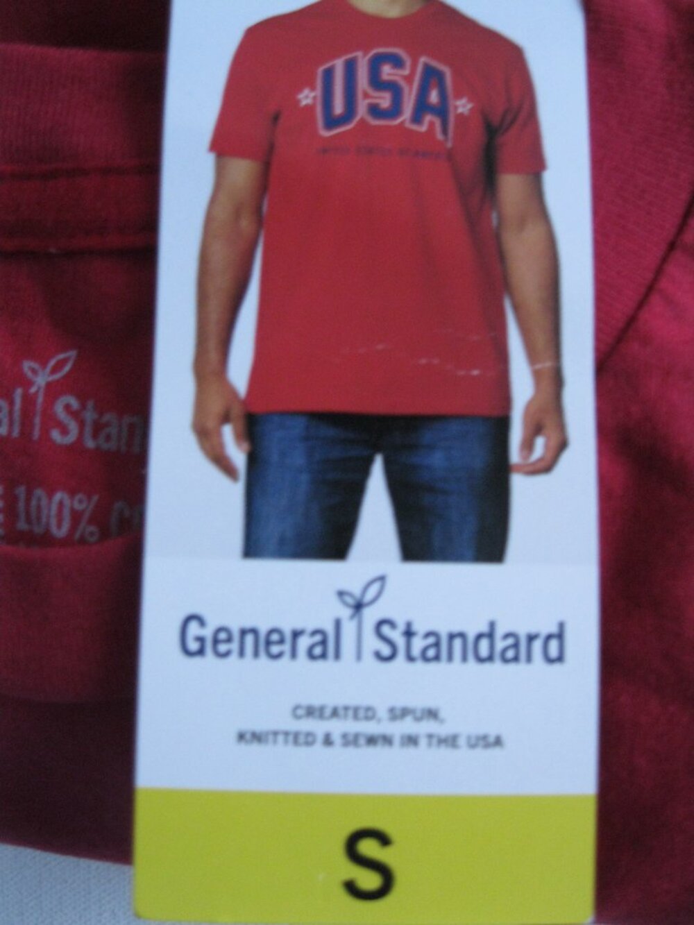 General Standard MEN Cotton Short Sleeve T-Shirt USA graphic print, M, Red &Blue